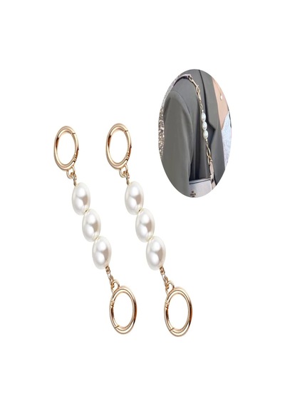 Emtory Home 2 Adet Gold Yaylı Klipsli İncili Çanta Askı Uzatıcı 15cm Altın