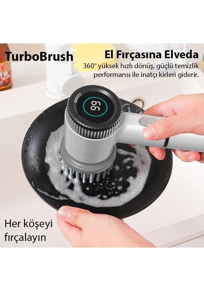 Ezere Turbobrush 5 Başlıklı Elektrikli Temizlik Fırçası- 5775