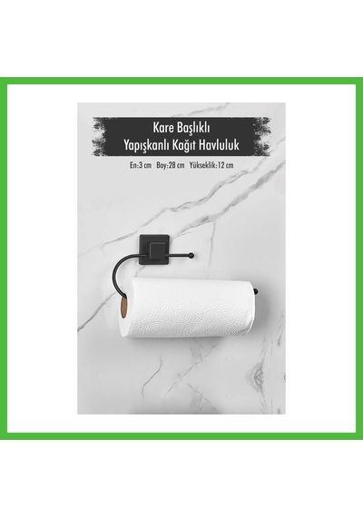 Vaveni Yapışkanlı Kare Başlıklı Siyah Kağıt Havluluk Arz