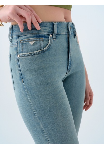 Long Flare Slim Fit Kadın Pantolon Denim