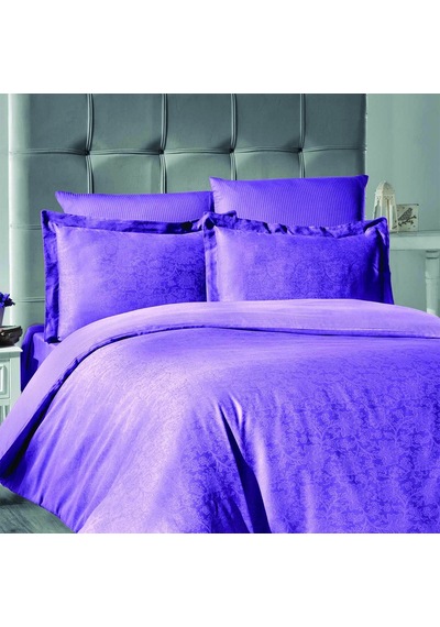 Maxstyle Jakarlı Saten Reyka Lila Double Nevresim Takımı Renkli