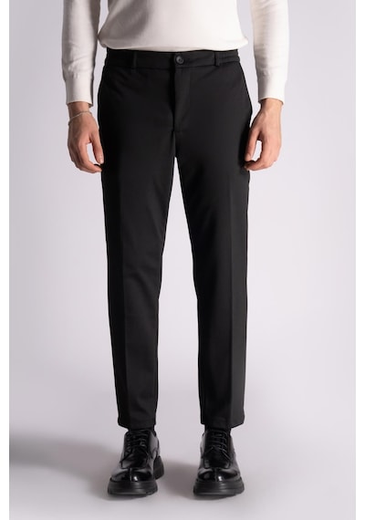 Beli Yarım Lastikli Chino Slim Fit Crop Pantolon Siyah Siyah