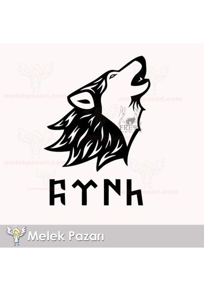 Göktürkçe Türk Ve Uluyan Kurt Araba Sticker