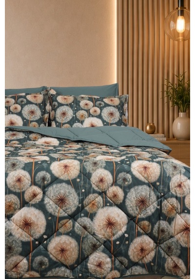 Elowen Luxe Çift Kişilik Karahindiba Desenli Premium 5d Uyku Seti Çeyiz Seti Lastikli Çarşaflı Yeşil