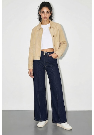 Shade Kadın Kemerli Likralı Geniş Paça Denim Pantolon 3289 60286059 - Lacivert