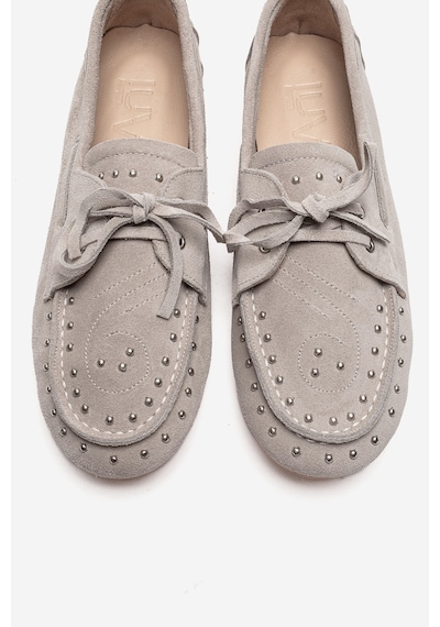 Luvishoes Cuesta Bej Süet Hakiki Deri Troklu Bağcıklı Kadın Loafer Ayakkabı