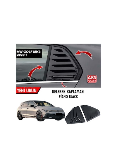 Volkswagen Golf 8 Kelebek Cam Vizörü Piano Black