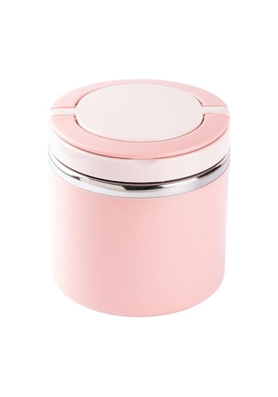 Tedemeı Pembe Paslanmaz Çelik Yuvarlak Yemek Taşıma Kabı 630ml