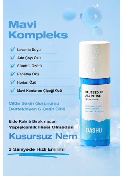 Yağ - Nem Dengesi Sunan Hepsi Bir Arada Bakım Emülsiyonu Dashu Blue Sedum All In One