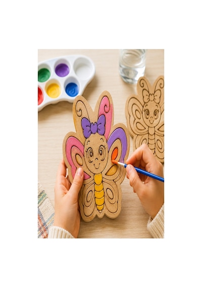 Ahşap Boyama Hayvanlar 10 Lu 1 Paket 10x15cm Set3 Ahşap Boyama 6 Renk Boya Resim Fırçası Etkinlik Çocuk Gelişim Motor