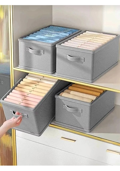 4'lü Gardrop Düzenleyici Organizer Set Antrasit Gri