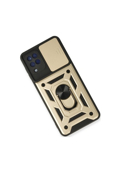 Samsung Galaxy Uyumlu   A22 Kılıf Pars Lens Yüzüklü Silikon - Gold