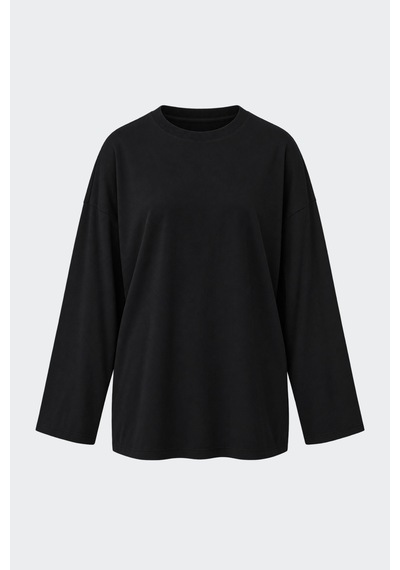 Suud Collection Siyah Uzun Kollu Oversize Tişört