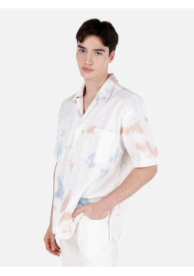 Colin's Colins Oversize Fit Shirt Neck Erkek Bej Kısa Kol Gömlek Cl1069575 Q1.v1 Dn43535 Denim