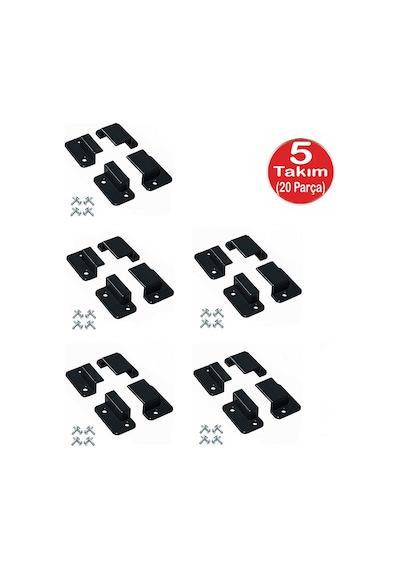 Siyah Pimapen Pencere Sineklik Montaj Aparatı Köşe Kenar Bağlama Pabucu 5 Takım Set 10x20 Profillere Uygun