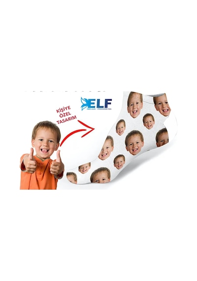 Elf Reklam Kişiye Özel Baskılı Çorap Tasarlanabilir Beyaz