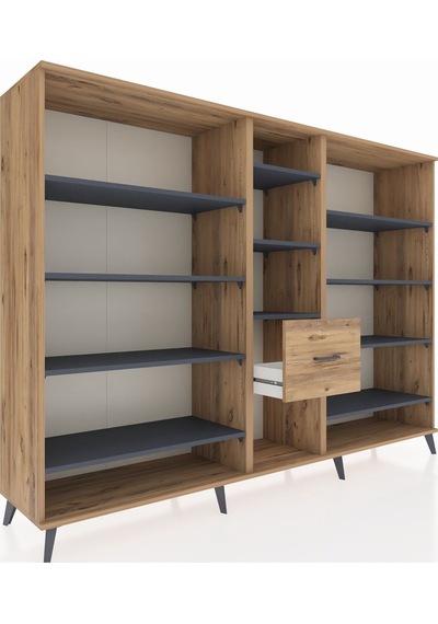 Hyperion Dolap 11 Raflı 3 Çekmeceli 220x44x163 Çam-antrasit/çam Antrasıt/atlas Çam - Atlas Çam Hyperion Dolap 11 Raflı 3 Çekmeceli 220x44x163 Çam-antrasit/çam Antrasıt/atlas Çam - Atlas Çam