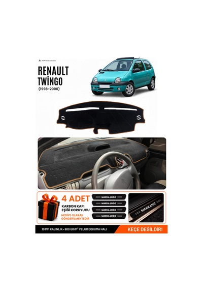 Renault Twıngo 1998-2000 Uyumlu Torpido Örtüsü, Torpido Kılıfı - Siyah-kahverengi - Re050