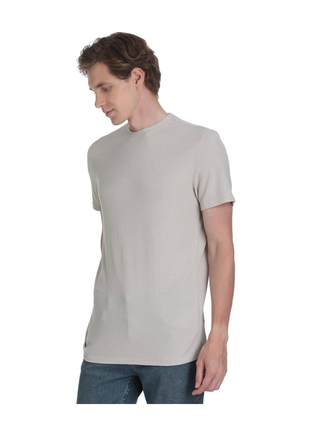 Hatemoğlu Ekru Regular Fit Bisiklet Yaka Tişört 36097 453419