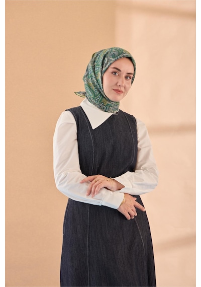 Silk Home Yaz Esintisi Eşarp 150002-26 Patina Yeşili, Yeşil Bej, Petrol Yeşili