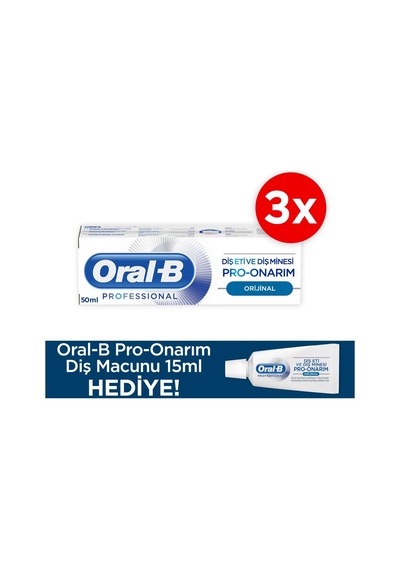 Oral-B Professional Diş Eti ve Diş Minesi Pro Onarım Original Diş Macunu 3 x 50 ML + Original Diş Macunu 15 ML
