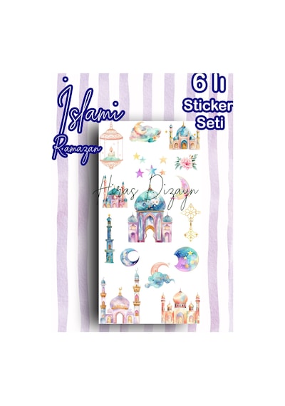6’lı Ramazan ve İslami Ayet Temalı Sticker Seti Ajanda Scrapbook Kolaj