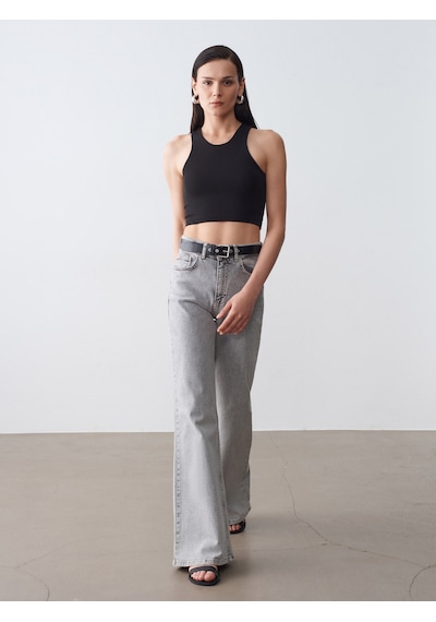 Dilvin 32941 Kolsuz Crop Top-siyah