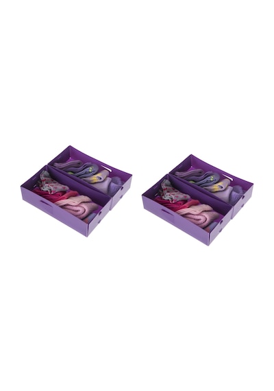 Çekmece İçi Düzenleyici Set,4 Adet Kutu Mor 30x15x7cm Şeffaf