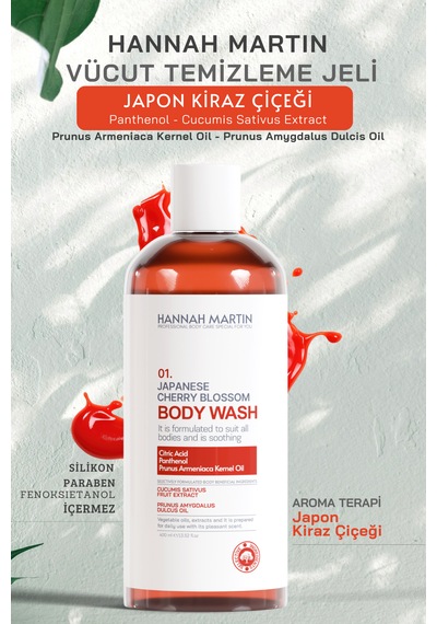 Hannah Martin 01 Japon Kiraz Çiçeği Nemlendirici ve Besleyici Duş Jeli 400 ML