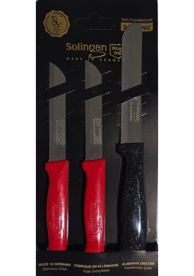 Tr Solingen Paslanmaz Çelik Micro Tırtıklı Sebze Meyve Bıçağı 3 Lü Set