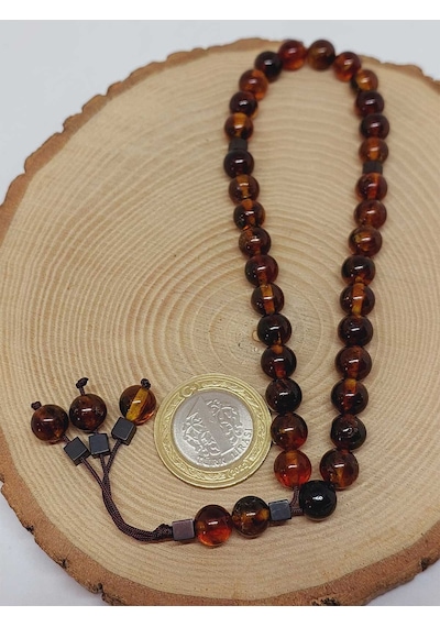 Kehribar Taşı Koyu Renk Tesbih 33'lük 8mm 23470 Çok Renkli
