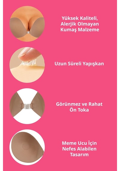 Cottonhill Ten Askısız Straplez Göğüs Dikleştirici Yapışkan Damla Sütyen Ten