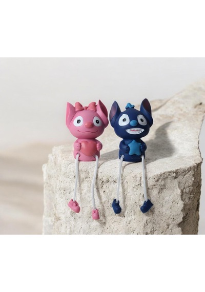 Lilo & Stitch Ayakları Sallanan 2 Li Biblo Seti Dekoratif Ürün Ev Ofis Yeni Yıl Doğum Günü Hediyesi 20 Cm
