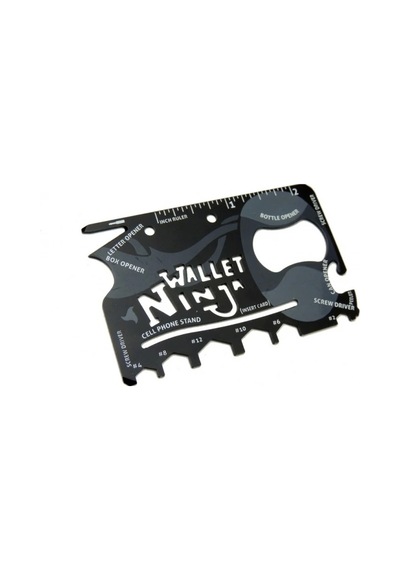 Ninja Wallet Survival Acil Durum Kiti / Kartı - 18 İn 1 Çok Renkli