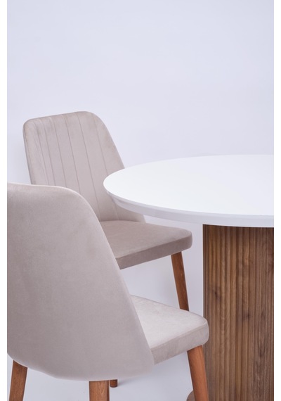 Bohem Milano Yuvarlak Lak Panel Mutfak Masa Takımı 100cm beyaz