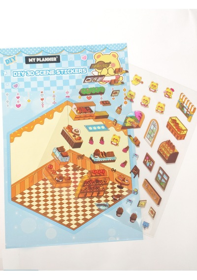 Pastane Fırın İzometrik Sticker Yapım Seti 3d Etiket Yapışkanlı Çıkartma - Panda No:05