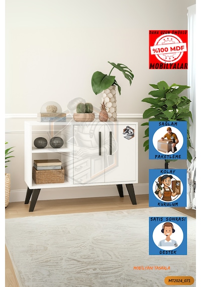 Tamamı Mdf Pelin 2 Kapaklı Çok Amaçlı Konsol Salon/yemek Odası...