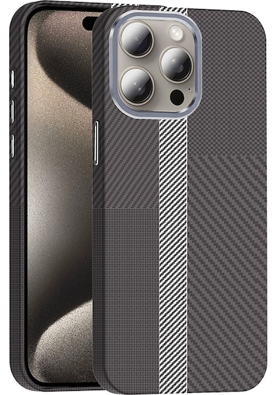 Nihcase Apple Uyumlu iPhone 15 Pro Max Kılıf M-safe Karbon Fiber Tasarım Gross Kapak