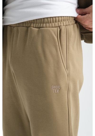 Shooter Sportswear Shooter Erkek Kışlık Eşofman Takımı Thermosoft Teknolojisi İçi Kuzu Görünümlü Regular Kalıp Minimal Logo Kapüşonlu Haki