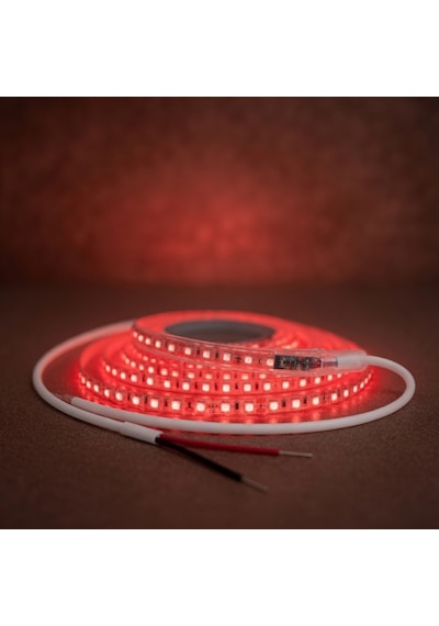 220v 120 Led Dış Mekan Şerit Led Kırmızı Işık Arkası Yapışkanlı Suya Dayanıklı Dekoratif Aydınlatma 5 metre