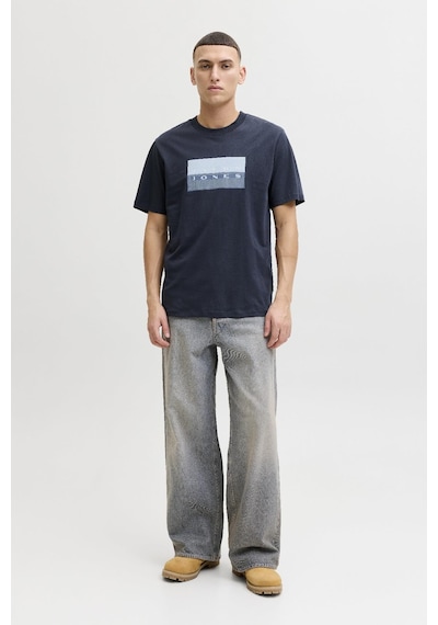 Jack & Jones Jcofusıon Dots Print Erkek Tişört Bisiklet Yaka Kısa Kollu Lacivert