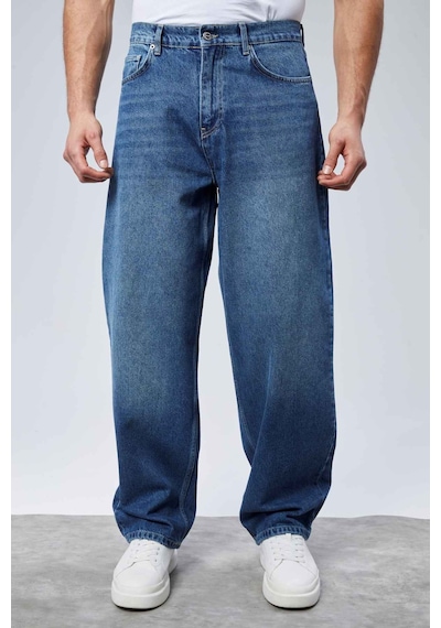Cedy Denim Cedy Denım Yüksek Kalite Erkek Yüksek Bel Baggy Skater Jean Mavi