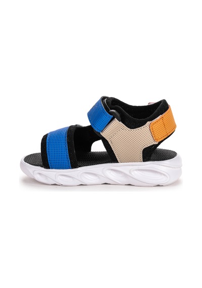 Kiko Kids 103 Işıklı Erkek Çocuk Cırtlı Sandalet Ayakkabı Saks Ma