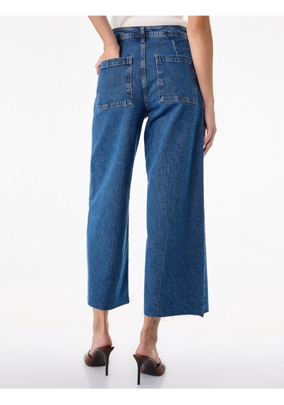 Koton Düğmeli Yüksek Bel Rahat Kesim Denim Pantolon - Culotte Jeans Orta İndigo 6sal40112md Koton Düğmeli Yüksek Bel Rahat Kesim Denim Pantolon - Culotte Jeans Orta İndigo 6sal40112md