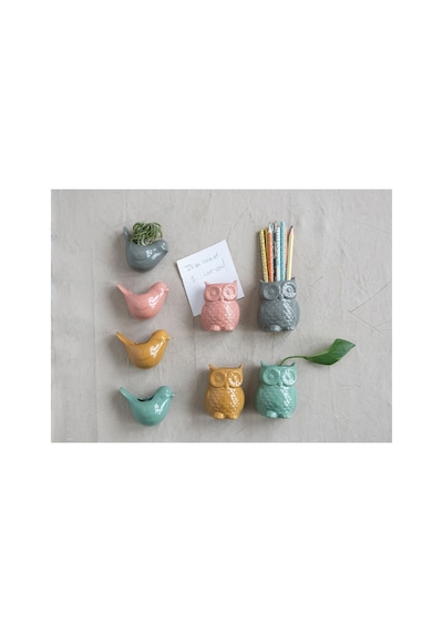 Mıknatıslı Mini Baykuş Saksı, Pembe