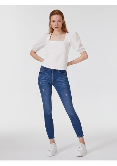 LOFT Slim Fit Kadın Tshirt K.kol Lf2031906 Q1.v1 Beyaz