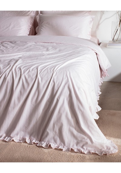 Madame Coco Julien King Size %100 Pamuk Fırfırlı Nevresim Takımı - Pudra 8684427124208 Pudra