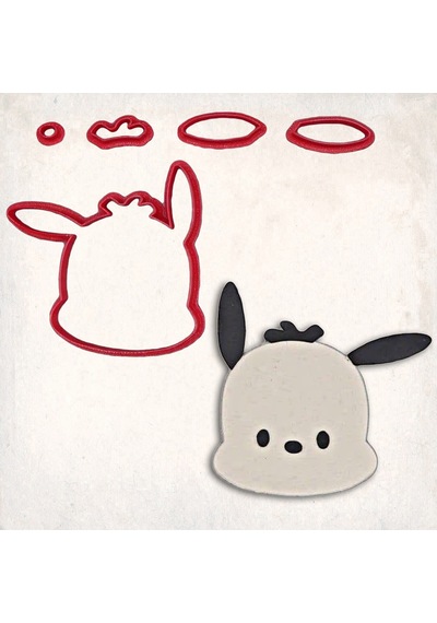 Sanrio Pochacco Detay Kurabiye Kalıp Seti 5 Li KIrmızı
