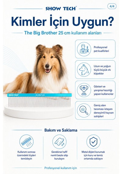 Showtech The Big Brother Yoğun Tüylü Köpekler İçin Tarak 25 Cm