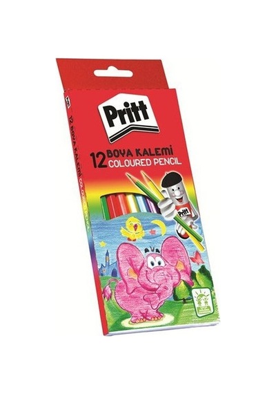Pritt 12 Renk Boya Kalemi 1/1 Karton Kutu Tam Boy 1219734 Çok Renkli